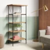Wood And Metal Media Tower Bookcase Natural - Room Essentials™