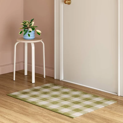 2'x3' Washable Plaid Gingham Harvest Scatter Woven Accent Rug Green - Room Essentials™ 3 2'x3' Washable Plaid Gingham Harvest Scatter Woven Accent Rug Green - Room Essentials™