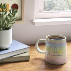 16oz Slightly Obsessed Mug White - Room Essentials™: Stoneware Coffee Cup, Microwave & Dishwasher Safe, 16oz Capacity