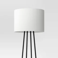 Floor Lamp With Shelves - Room Essentials™: Black Metal, Linen Shade, ETL Listed, 62" Height -RSH Decor Store GUEST 3199757b 4951 44d0 87c9 0ab6420bf0ee