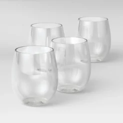 13.4oz 4pk Plastic Wine Glasses - Room Essentials™: Stemless, Outdoor, Dishwasher-Safe, Clear Drinkware -RSH Decor Store GUEST 3714a2a0 7c44 46d4 bc50 25a79a029178