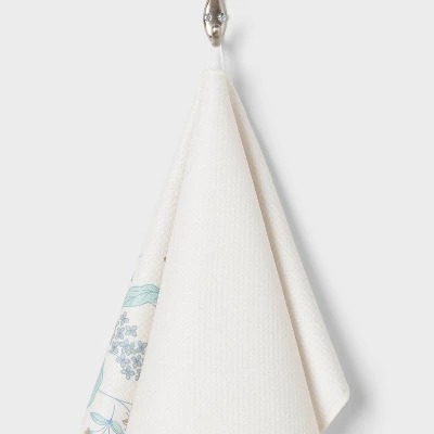 Quick Dry Floral Border Waffle Towel White - Room Essentials™ 5 Quick Dry Floral Border Waffle Towel White - Room Essentials™ - Image 3