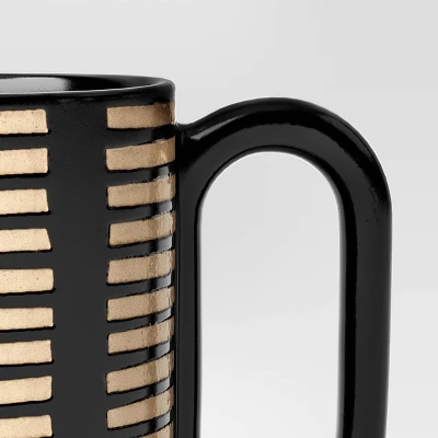 16oz Stoneware Broken Blinds Print Mug Black - Room Essentials™ 4 16oz Stoneware Broken Blinds Print Mug Black - Room Essentials™ - Image 2