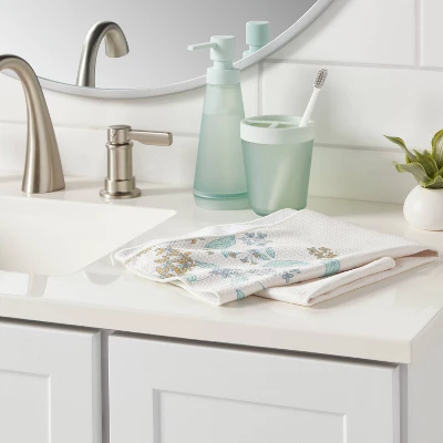 Quick Dry Floral Border Waffle Towel White - Room Essentials™ 3 Quick Dry Floral Border Waffle Towel White - Room Essentials™