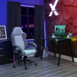 Swivel Dorm Gaming Chair Gray - Room Essentials™: Upholstered Computer Desk Chair, Adjustable, Fixed Arms -RSH Decor Store GUEST 75a0223a 59fc 42b8 b493 3314c83de139