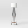 Floor Lamp With Shelves - Room Essentials™: Black Metal, Linen Shade, ETL Listed, 62" Height