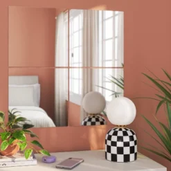 (Set Of 4) 12"x12" Frameless Mirrors Silver - Room Essentials™: Modern Square Wall Mount, No Frame Required