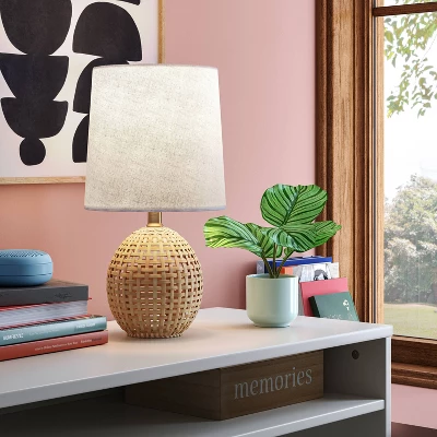 Round Wicker Table Lamp Brown - Room Essentials™: ETL Listed, No Assembly, Modern Decor 3 Round Wicker Table Lamp Brown - Room Essentials™: ETL Listed, No Assembly, Modern Decor