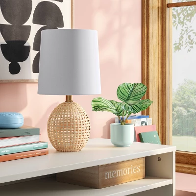 Round Wicker Table Lamp Brown - Room Essentials™: ETL Listed, No Assembly, Modern Decor 4 Round Wicker Table Lamp Brown - Room Essentials™: ETL Listed, No Assembly, Modern Decor - Image 2