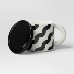 17 Fl Oz Stoneware Squiggly Print Lidded Mug - Room Essentials™ -RSH Decor Store GUEST ce90cdf5 b61a 43fc a149 c04b0bc96e71