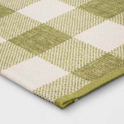 2'x3' Washable Plaid Gingham Harvest Scatter Woven Accent Rug Green - Room Essentials™ 4 2'x3' Washable Plaid Gingham Harvest Scatter Woven Accent Rug Green - Room Essentials™ - Image 2