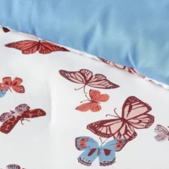 Butterfly Print Microfiber Decorative Bed Set With Throw Blue/Red/White - Room Essentials™ -RSH Decor Store GUEST e5e4b6cc 1806 41ef 8aa1 1eb079de34ef
